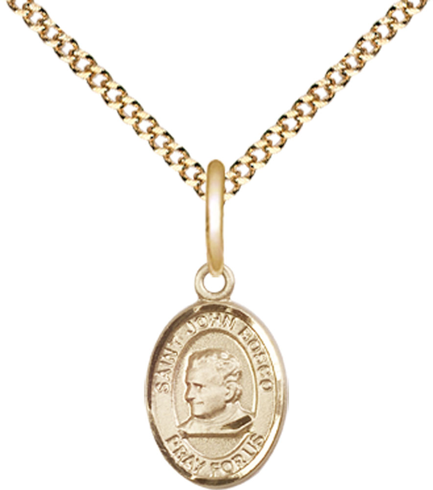 14kt Gold Filled Saint John Bosco Pendant on a 18 inch Gold Plate Light Curb chain