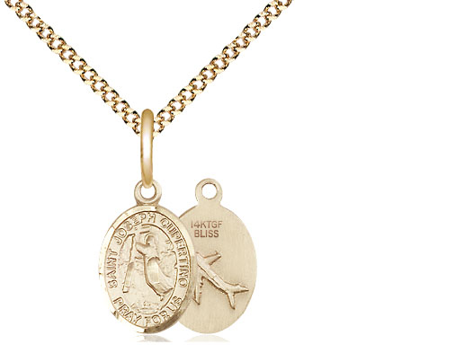 14kt Gold Filled Saint Joseph of Cupertino Pendant on a 18 inch Gold Plate Light Curb chain