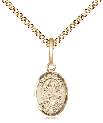 14kt Gold Filled Saint Joseph Pendant on a 18 inch Gold Plate Light Curb chain