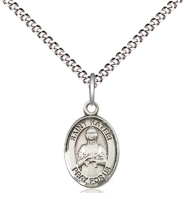 Sterling Silver Saint Kateri Pendant on a 18 inch Light Rhodium Light Curb chain