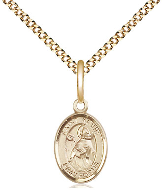14kt Gold Filled Saint Kevin Pendant on a 18 inch Gold Plate Light Curb chain