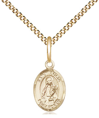 14kt Gold Filled Saint Lucia of Syracuse Pendant on a 18 inch Gold Plate Light Curb chain