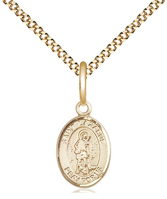 14kt Gold Filled Saint Lazarus Pendant on a 18 inch Gold Plate Light Curb chain