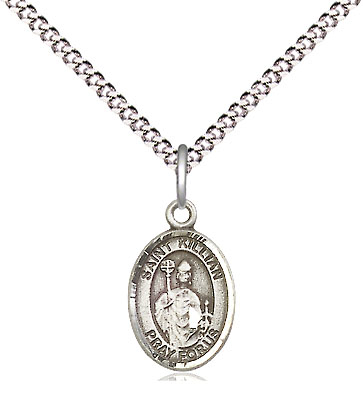 Sterling Silver Saint Kilian Pendant on a 18 inch Light Rhodium Light Curb chain