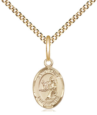 14kt Gold Filled Saint Luke the Apostle Pendant on a 18 inch Gold Plate Light Curb chain