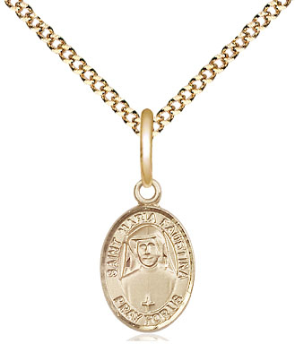 14kt Gold Filled Saint Maria Faustina Pendant on a 18 inch Gold Plate Light Curb chain