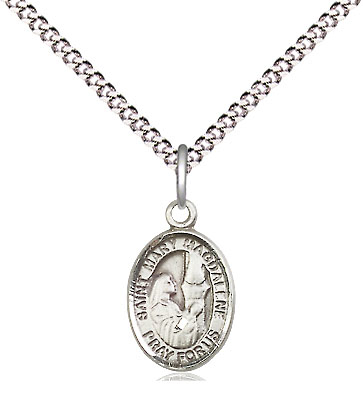 Sterling Silver Saint Mary Magdalene Pendant on a 18 inch Light Rhodium Light Curb chain