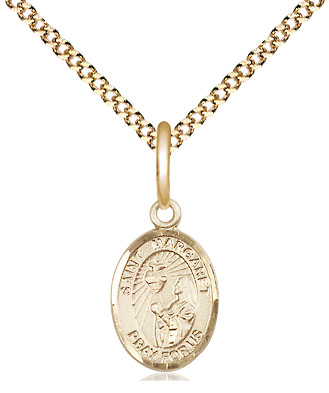 14kt Gold Filled Saint Margaret Mary Alacoque Pendant on a 18 inch Gold Plate Light Curb chain