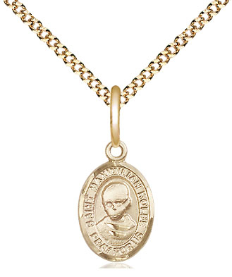 14kt Gold Filled Saint Maximilian Kolbe Pendant on a 18 inch Gold Plate Light Curb chain