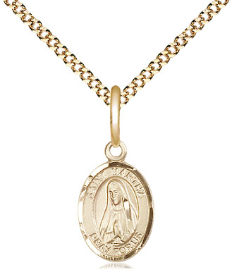 14kt Gold Filled Saint Martha Pendant on a 18 inch Gold Plate Light Curb chain