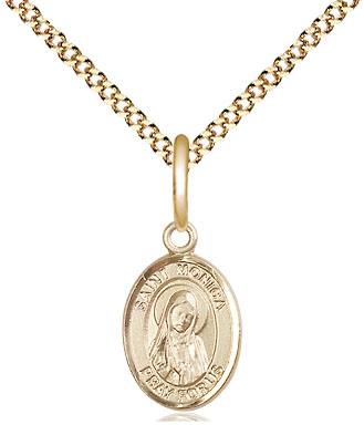 14kt Gold Filled Saint Monica Pendant on a 18 inch Gold Plate Light Curb chain