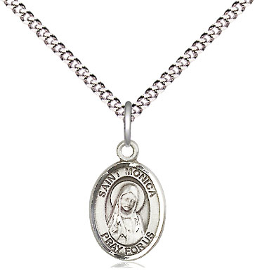 Sterling Silver Saint Monica Pendant on a 18 inch Light Rhodium Light Curb chain