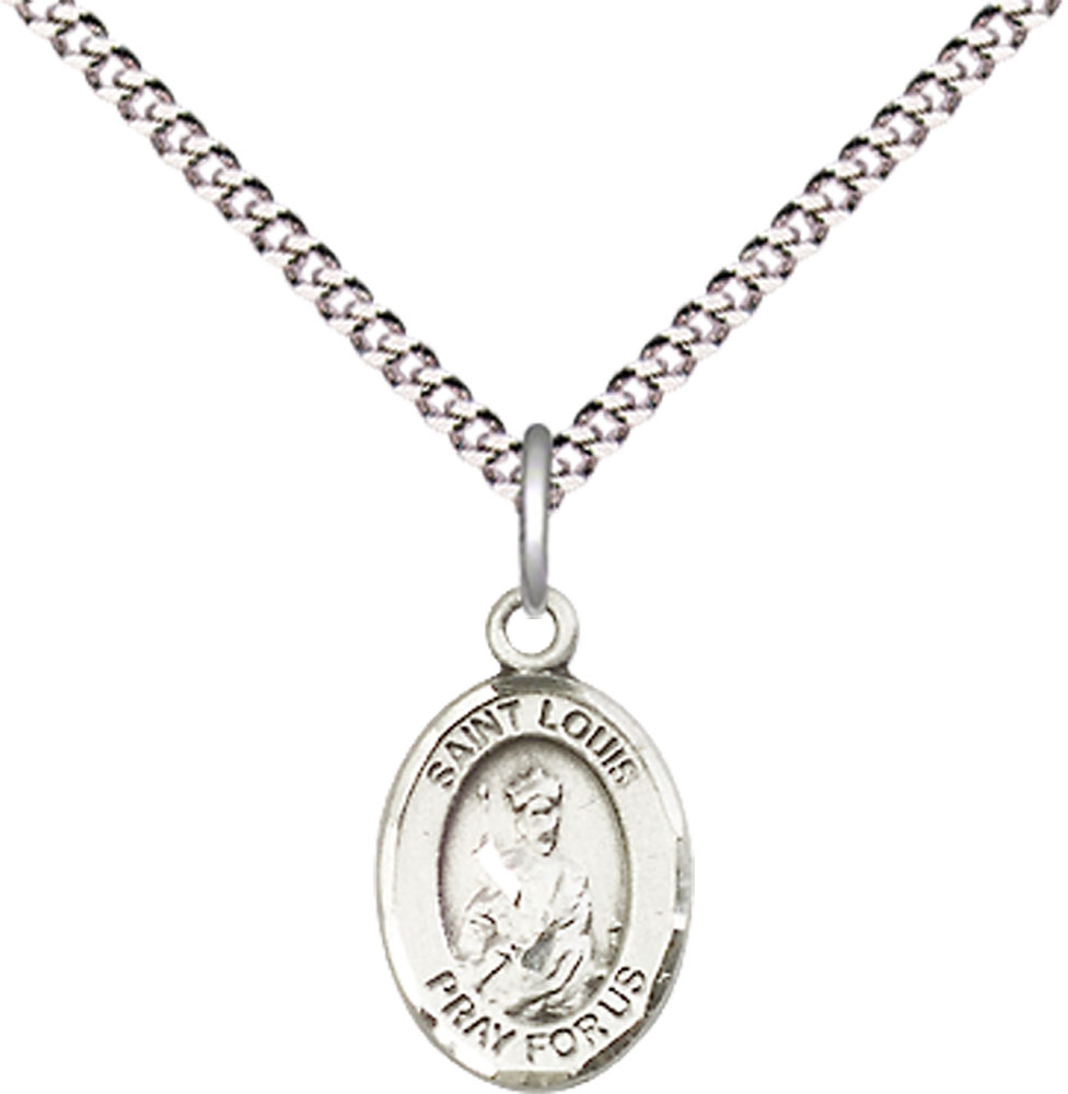 Sterling Silver Saint Louis Pendant on a 18 inch Light Rhodium Light Curb chain