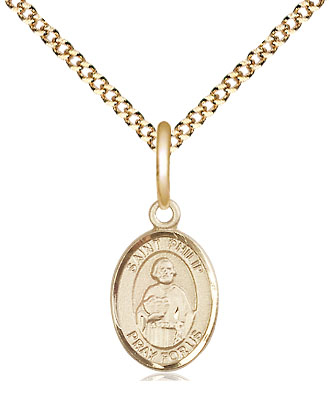 14kt Gold Filled Saint Philip the Apostle Pendant on a 18 inch Gold Plate Light Curb chain