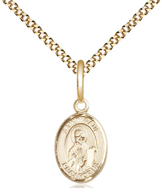 14kt Gold Filled Saint Paul the Apostle Pendant on a 18 inch Gold Plate Light Curb chain