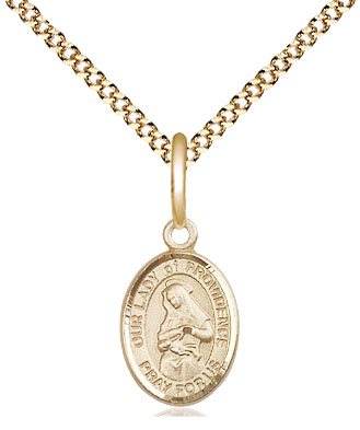 14kt Gold Filled Our Lady of Providence Pendant on a 18 inch Gold Plate Light Curb chain