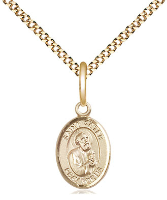 14kt Gold Filled Saint Peter the Apostle Pendant on a 18 inch Gold Plate Light Curb chain