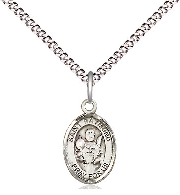 Sterling Silver Saint Raymond Nonnatus Pendant on a 18 inch Light Rhodium Light Curb chain