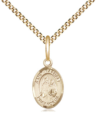 14kt Gold Filled Saint Raphael the Archangel Pendant on a 18 inch Gold Plate Light Curb chain