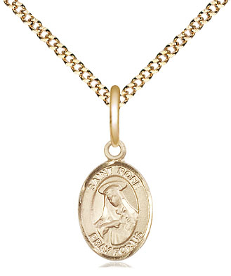 14kt Gold Filled Saint Rose of Lima Pendant on a 18 inch Gold Plate Light Curb chain