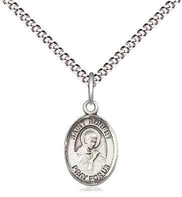 Sterling Silver Saint Robert Bellarmine Pendant on a 18 inch Light Rhodium Light Curb chain