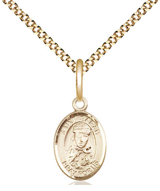 14kt Gold Filled Saint Sarah Pendant on a 18 inch Gold Plate Light Curb chain