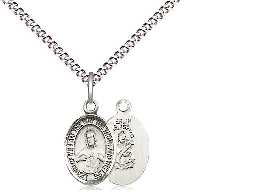 Sterling Silver Scapular Pendant on a 18 inch Light Rhodium Light Curb chain