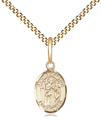 14kt Gold Filled Saint Sebastian Pendant on a 18 inch Gold Plate Light Curb chain