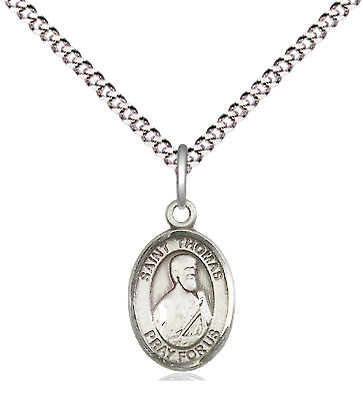 Sterling Silver Saint Thomas the Apostle Pendant on a 18 inch Light Rhodium Light Curb chain