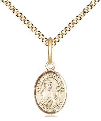 14kt Gold Filled Saint Thomas More Pendant on a 18 inch Gold Plate Light Curb chain