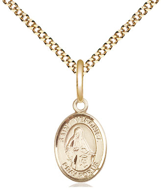 14kt Gold Filled Saint Veronica Pendant on a 18 inch Gold Plate Light Curb chain