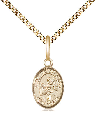 14kt Gold Filled Saint John of God Pendant on a 18 inch Gold Plate Light Curb chain