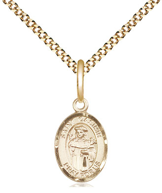 14kt Gold Filled Saint Casimir of Poland Pendant on a 18 inch Gold Plate Light Curb chain