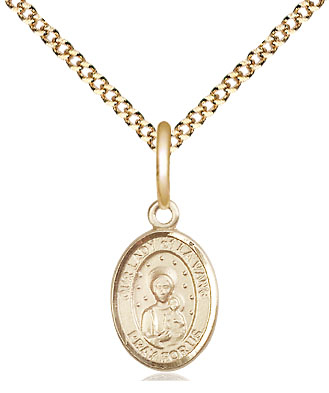 14kt Gold Filled Our Lady of la Vang Pendant on a 18 inch Gold Plate Light Curb chain