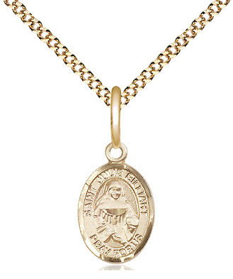 14kt Gold Filled Saint Julie Billiart Pendant on a 18 inch Gold Plate Light Curb chain