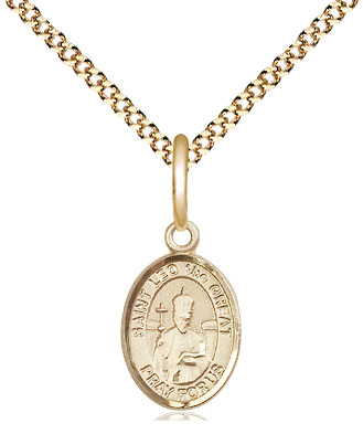 14kt Gold Filled Saint Leo the Great Pendant on a 18 inch Gold Plate Light Curb chain