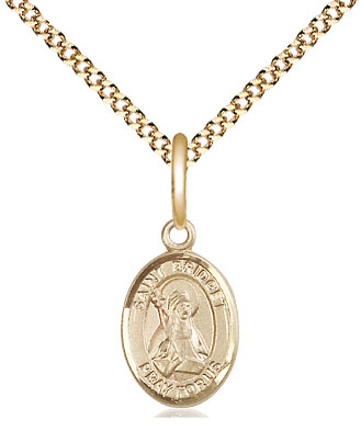 14kt Gold Filled Saint Bridget of Sweden Pendant on a 18 inch Gold Plate Light Curb chain