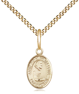 14kt Gold Filled Saint Pio of Pietrelcina Pendant on a 18 inch Gold Plate Light Curb chain