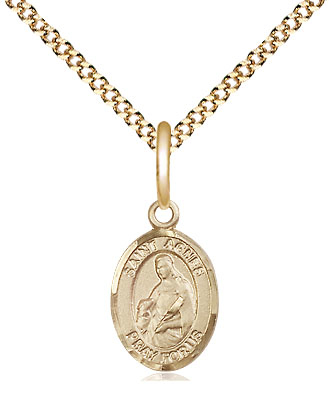 14kt Gold Filled Saint Agnes of Rome Pendant on a 18 inch Gold Plate Light Curb chain