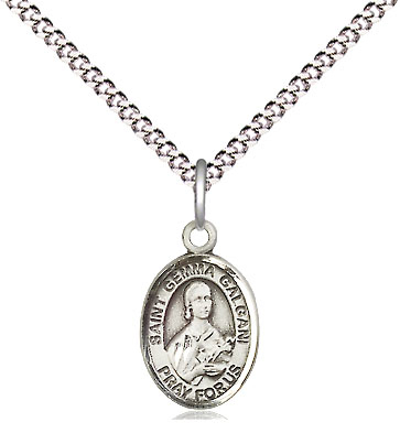 Sterling Silver Saint Gemma Galgani Pendant on a 18 inch Light Rhodium Light Curb chain