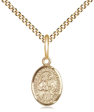 14kt Gold Filled Saints Cosmas &amp; Damian Pendant on a 18 inch Gold Plate Light Curb chain