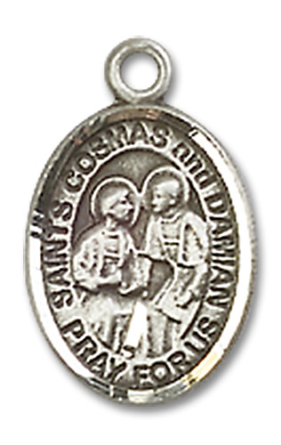 Sterling Silver Saints Cosmas &amp; Damian Medal