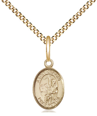 14kt Gold Filled Saint Jerome Pendant on a 18 inch Gold Plate Light Curb chain