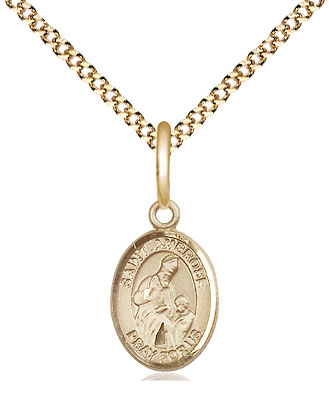 14kt Gold Filled Saint Ambrose Pendant on a 18 inch Gold Plate Light Curb chain