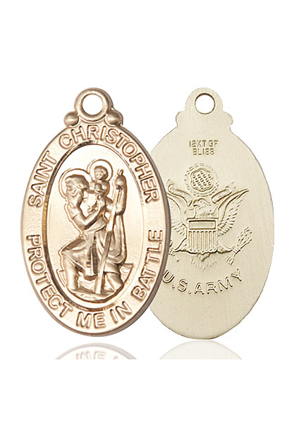 14kt Gold Saint Christopher Army Medal