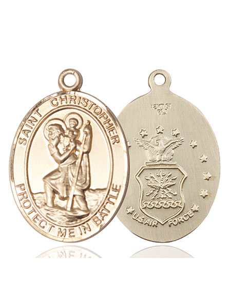 14kt Gold Saint Christopher Air Force Medal