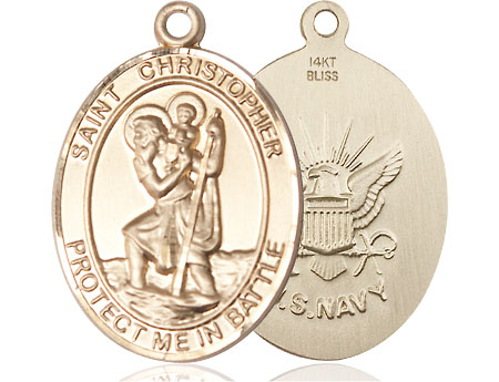 14kt Gold Saint Christopher Navy Medal