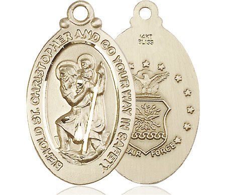 14kt Gold Saint Christopher Air Force Medal