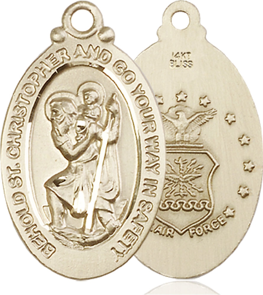 14kt Gold Saint Christopher Air Force Medal