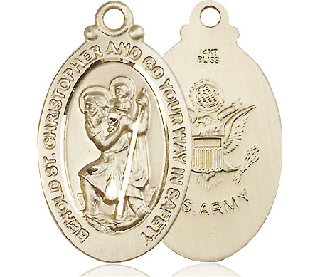 14kt Gold Saint Christopher Army Medal